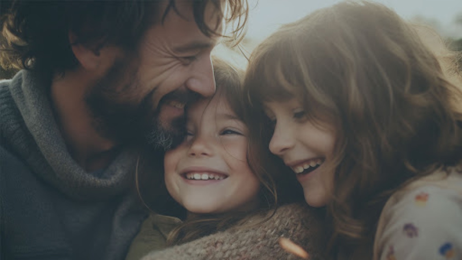 A family sharing a close, happy moment.